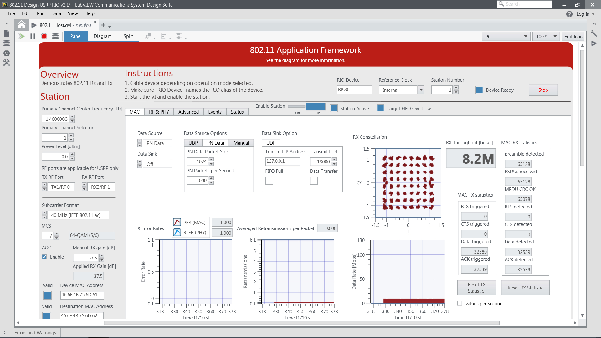 LabVIEW Communications 802.11 Application Framework
