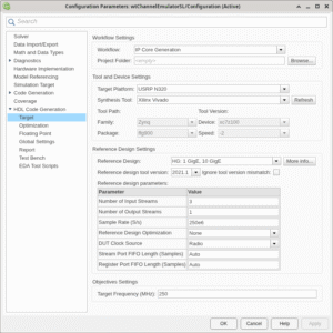 Radio and DUT configuration parameters